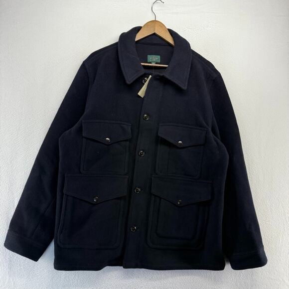 J Crew Jacket Men's Large Blue Cruiser Mackinaw Double Faced Wool Oarsman NEW